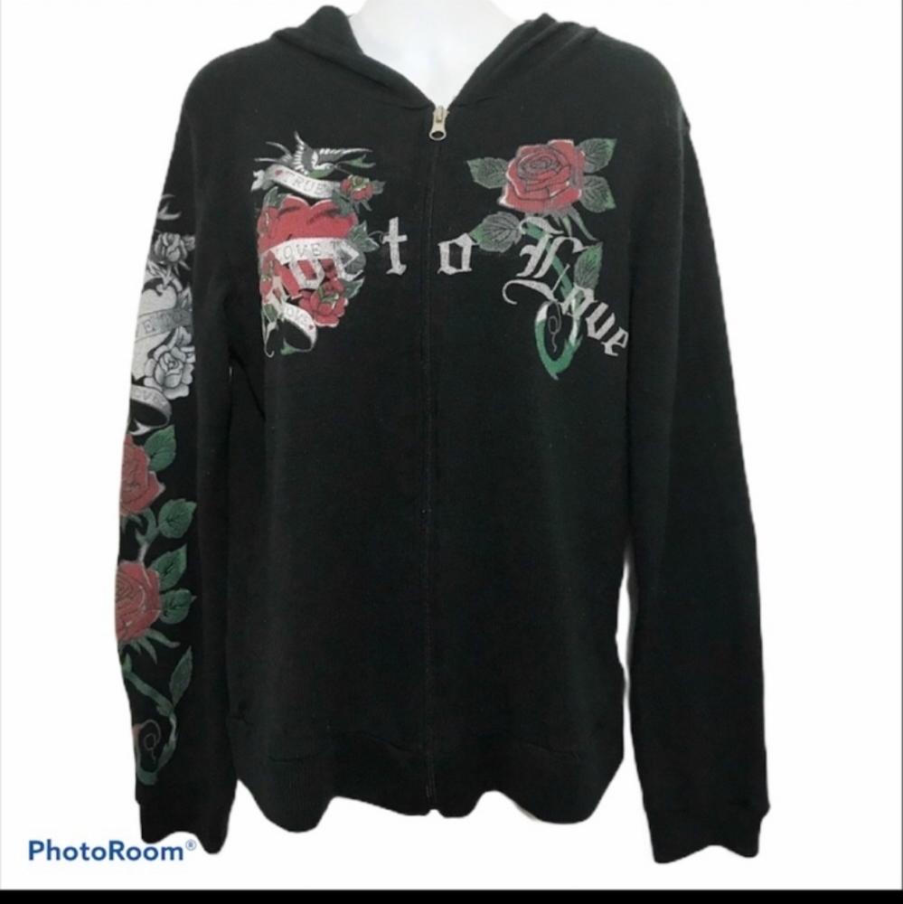 Canyon River Blues Tattoo Rose Print Hoodie Shirt
